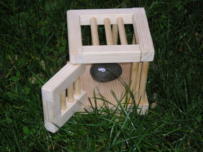 Pet Rock in Cage by Flickr User Gary Crook, CC License = Attribution, No Derivative Works