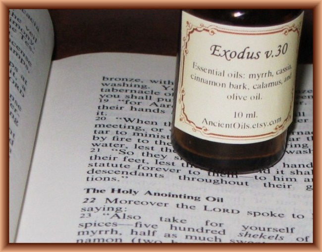Anointing Oil by Flickr User Ancient Oils, CC License = Attribution, Noncommercial, Share Alike
