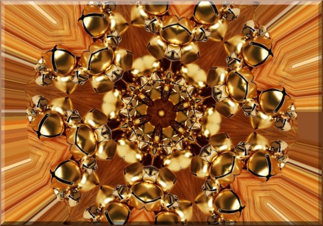 Golden Jingle Bells Kaleidoscope by Crystal A Murray, CC License = Attribution, Noncommercial, Share Alike