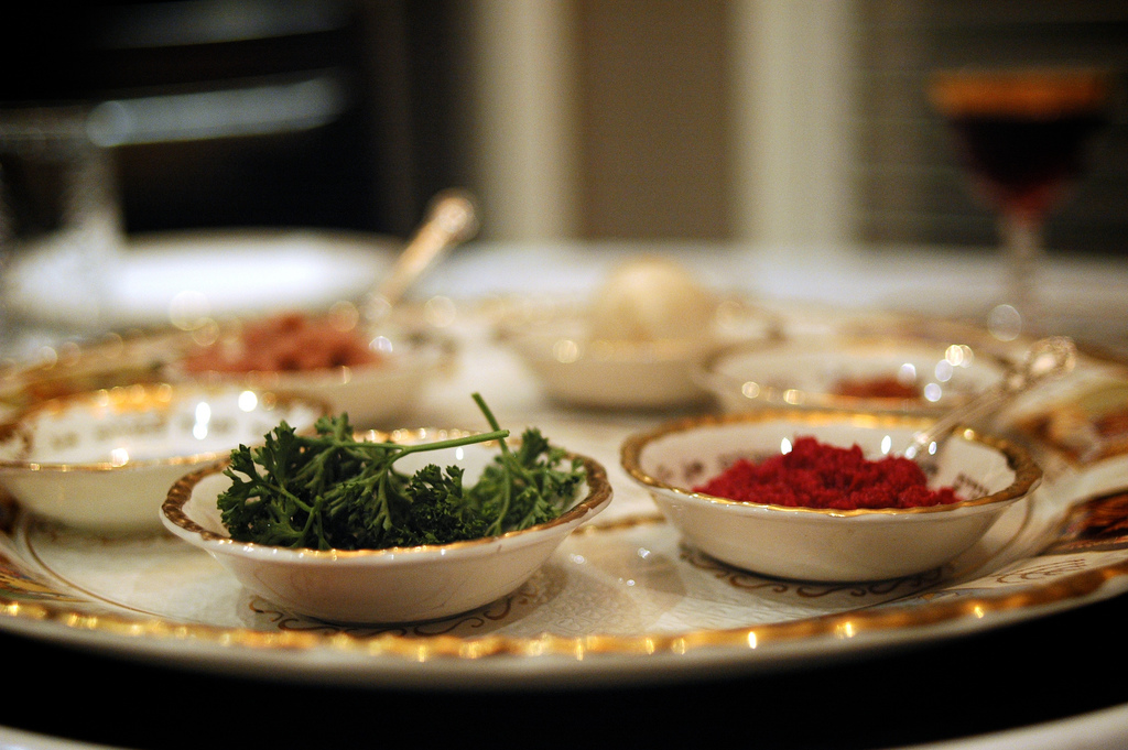 Seder Plate by Flickr User Dara Skolnick, CC License = Attribution, No Derivative Works