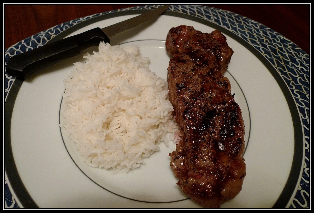 New York Steak and Rice by Flickr User Cliff Hutson aka The Marmot, CC License = Attribution
