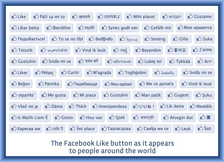 Facebook Like Button As Seen Around the World by Flickr User Patrick Nouhailler, CC License = Attribution, Share Alike