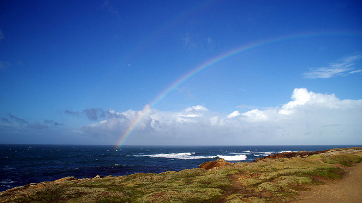 Rainbow Over the Atlantic by Flickr User Nemossos, CC License = Attribution, No Derivative Works