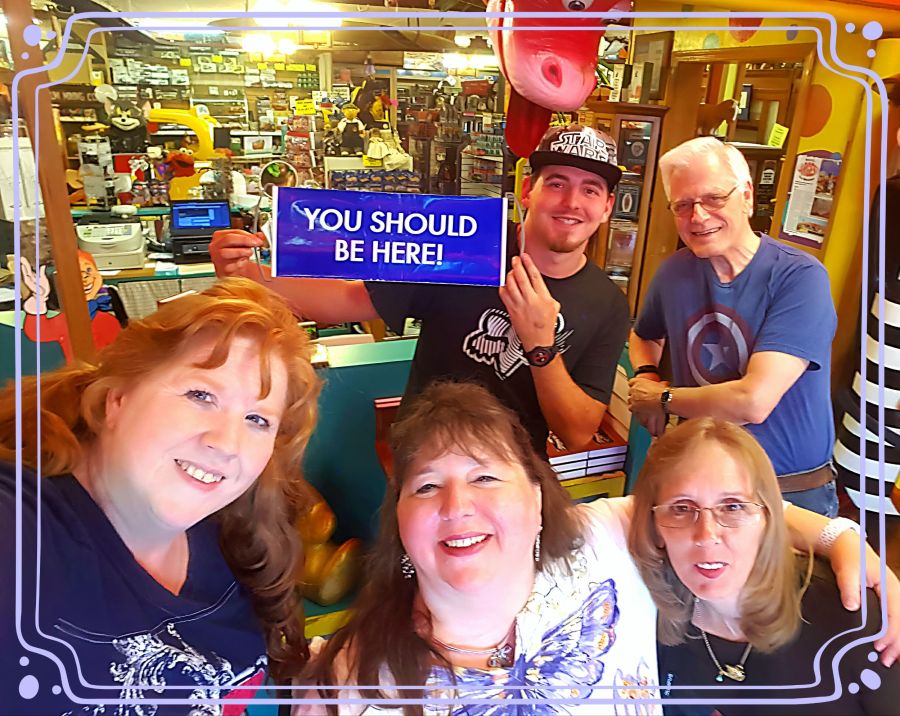Selfie with friends in The World's Largest Toy Museum in Branson, Missouri. The store proprietors are holding up a sign that says “You Should Be Here” while showing off toys of all kinds from many eras. It's at least 4 museums in one place, including the Harold Bell Wright Museum on which the post with this picture is based. Recommended reading: That Printer of Udell's. 