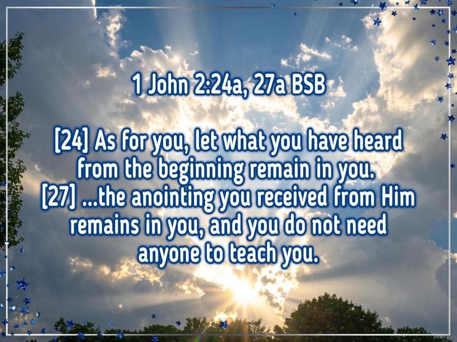 A real Indiana sunset taken with a cellphone but then used as a starter image in Wombo Dream AI to create a better and clearer picture. I added a frame with deep blue stars in Photo Studio Pro app, and also used that to place a text Scripture overlay on the image. The Bible Scriptures from the Berean Standard Bible and fun 1 John 2:24a and 2:27a read: As for you, let what you have heard from the beginning remain in you. ...the anointing you received from Him remains in you, and you do not need anyone to teach you. 